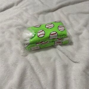 Green Baseball Patterned Men's Socks